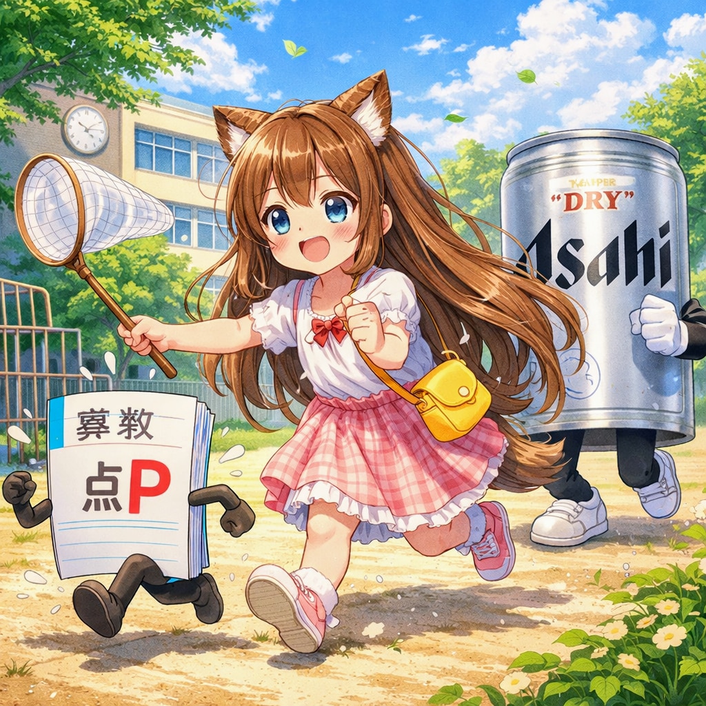 逃げる点Pを追いかける小さな女の子