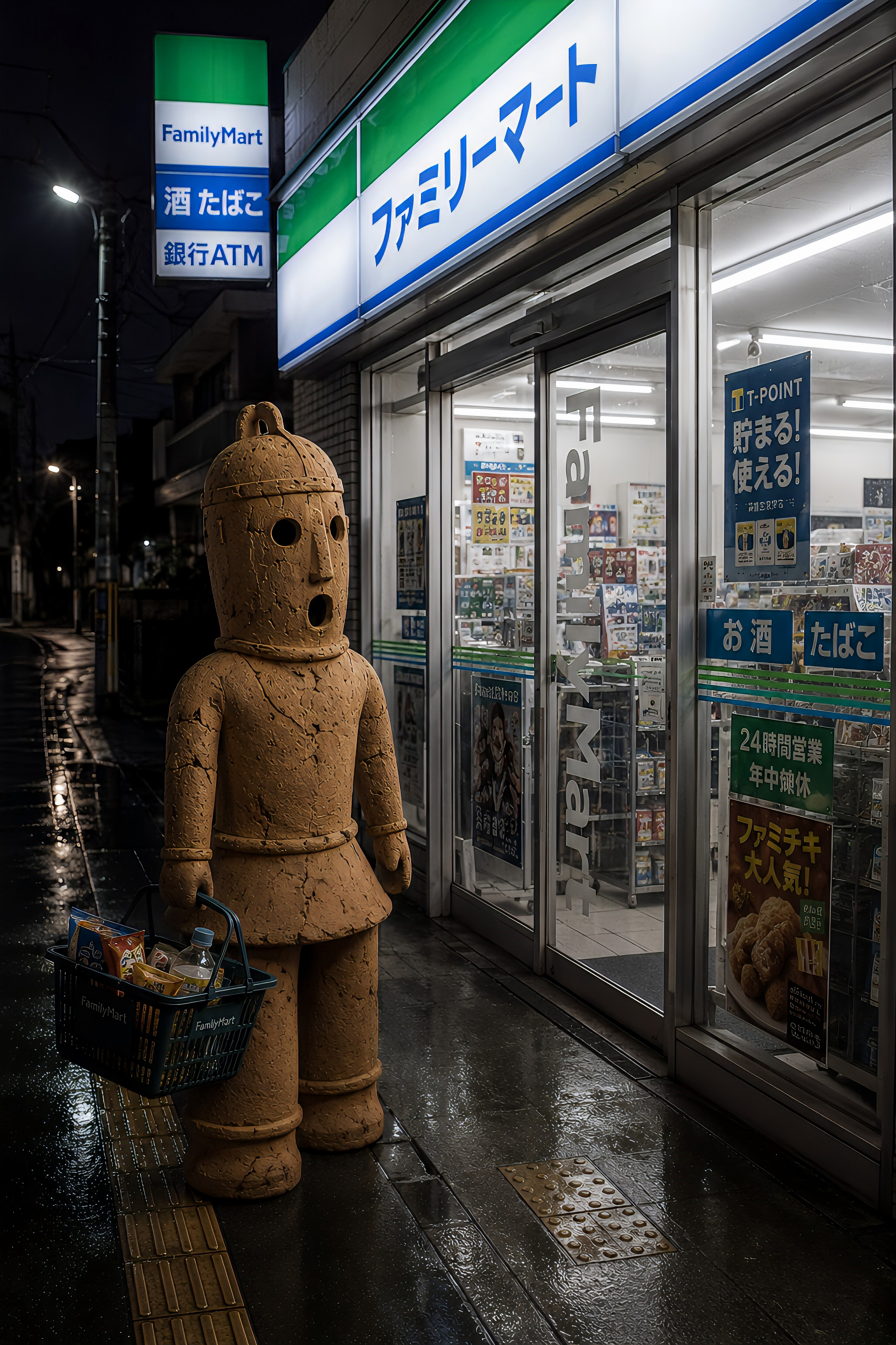 発掘した埴輪が夜中にコンビニへ買い物に行く | の人気AIイラスト・グラビア