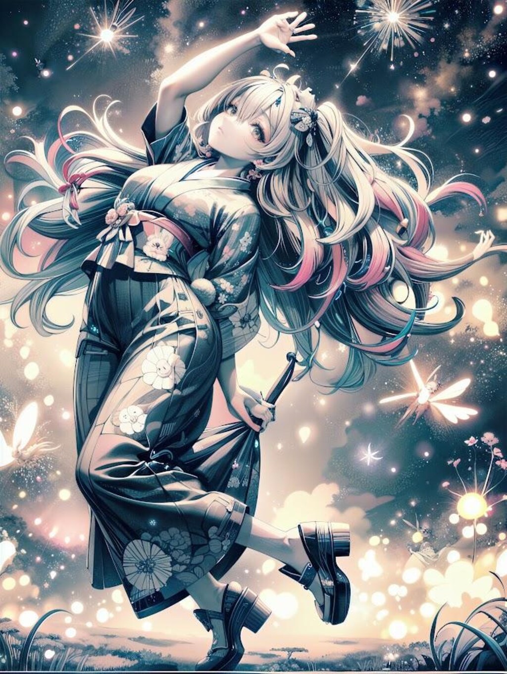 星空の下で舞う