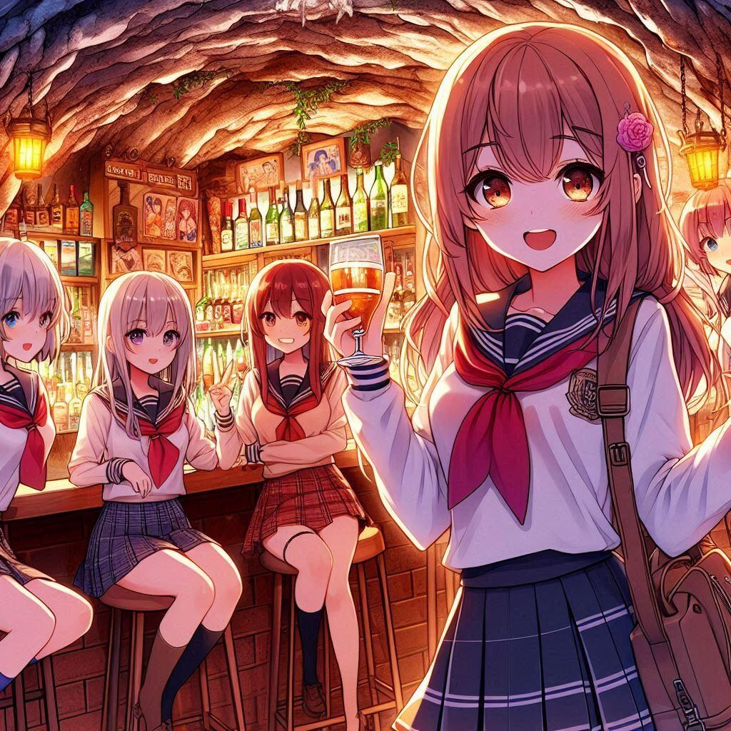 洞窟で栽培バル生活をする女子高生たち