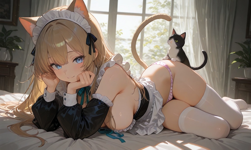 猫と猫耳メイド