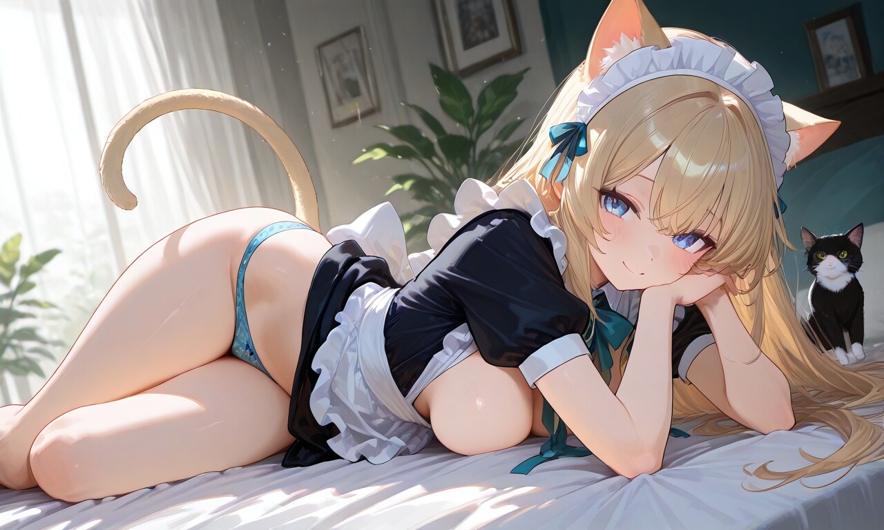 猫と猫耳メイド