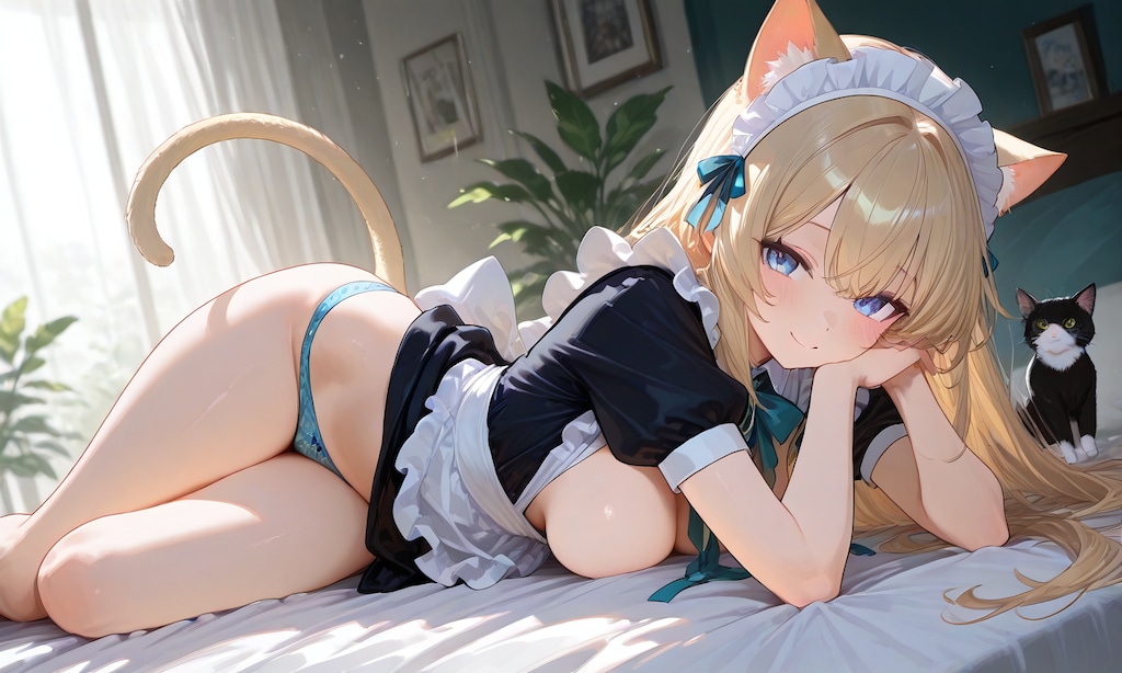 猫と猫耳メイド