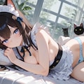 猫と猫耳メイド 2枚目