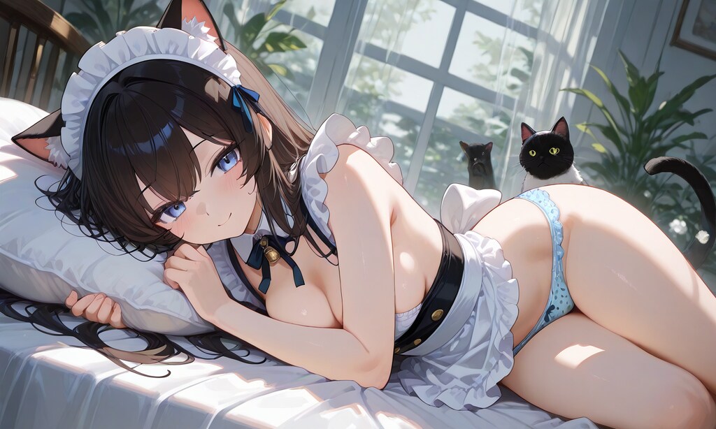 猫と猫耳メイド