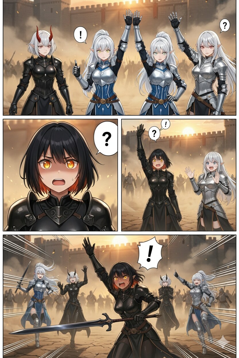 森の騎士団第1軍の突撃志願４コマ