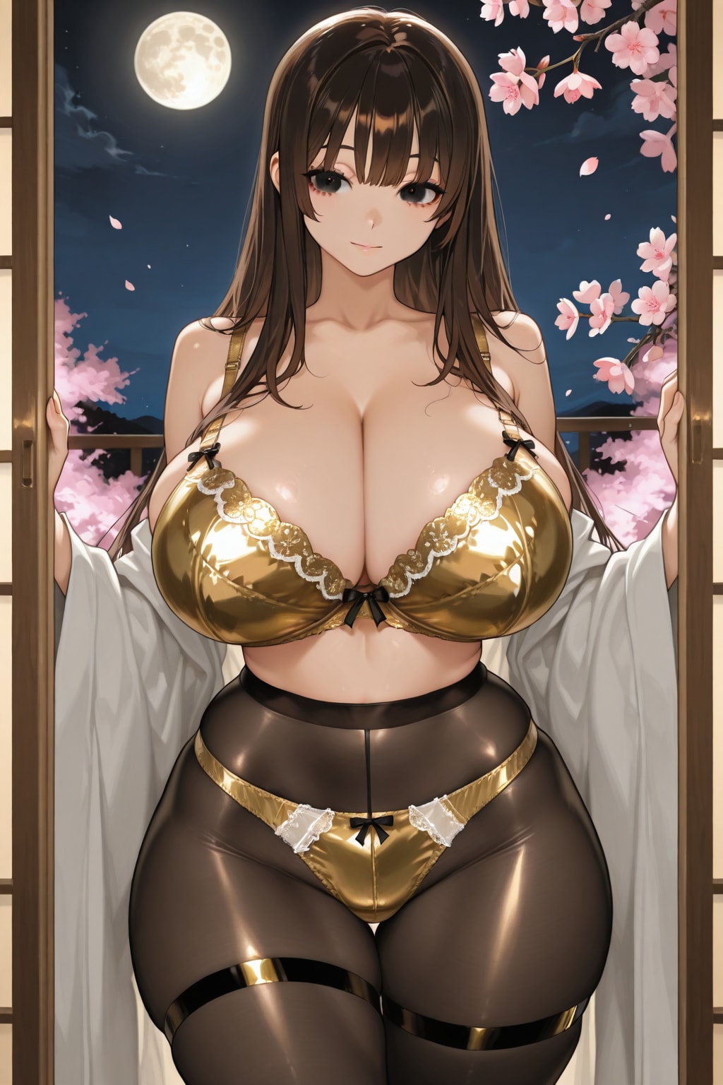 金色下着&パンストの宣子さんと夜桜(ちちぷい版)