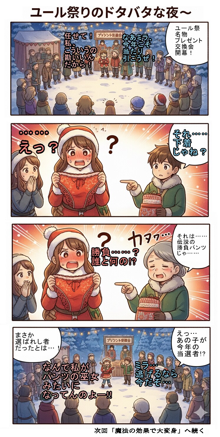 ユール祭りのドタバタな夜　第２話（四コマ漫画【たた８】３の２）