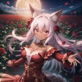 薔薇と赤いドレスの狐娘 2枚目