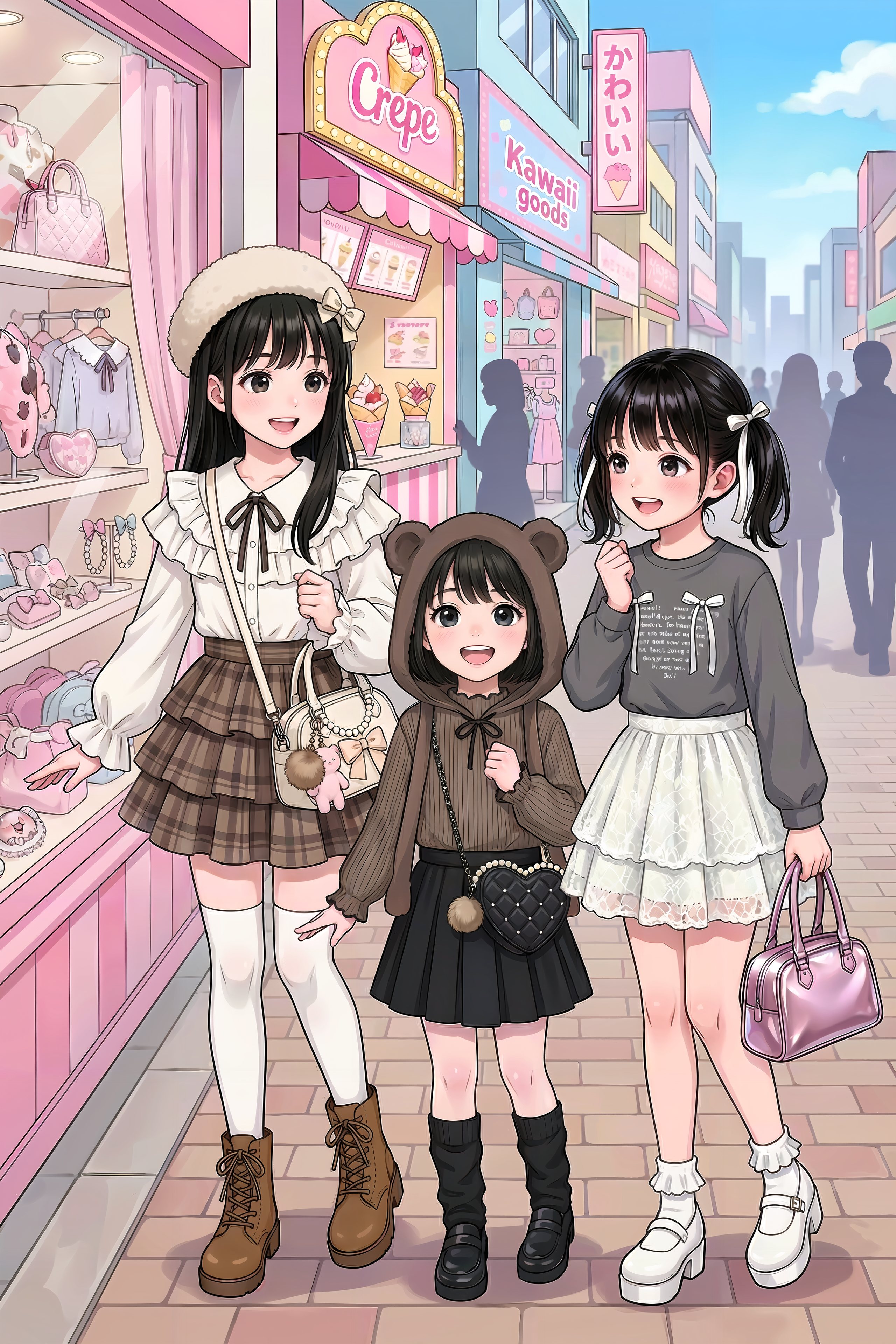 原宿だよ三姉妹 | の人気AIイラスト・グラビア