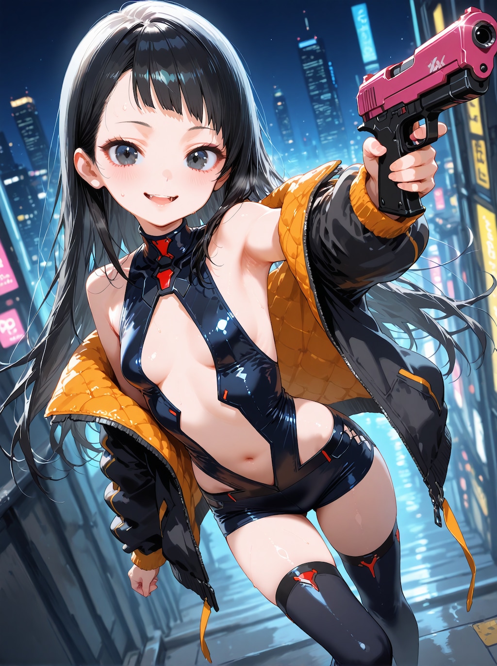 [12枚] サイバー系ゲーム衣装×銃