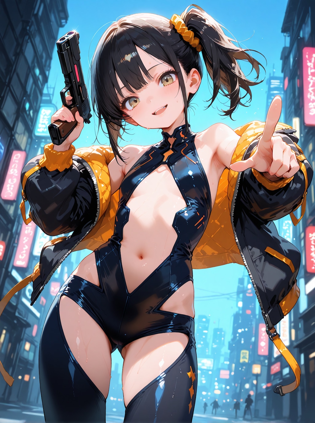 [12枚] サイバー系ゲーム衣装×銃