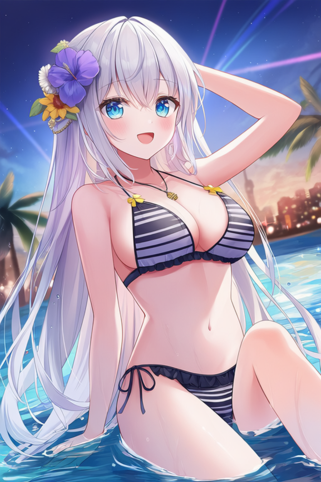 夏真っ盛りの白髪ちゃん