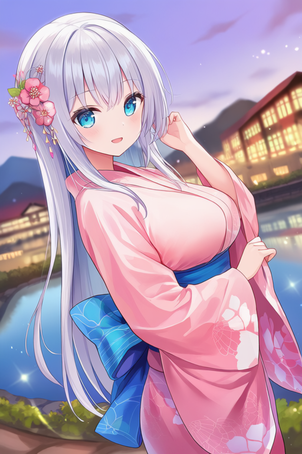 夏真っ盛りの白髪ちゃん