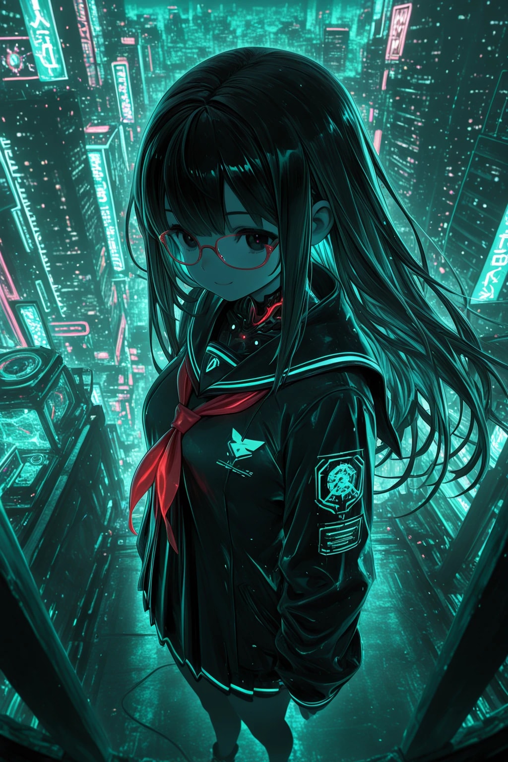 黒髪メガネのサイバーパンク