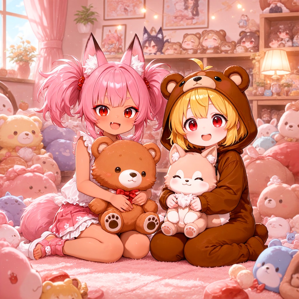 クマちゃんとぬいぐるみ遊び