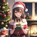 暖炉の前のなごみサンタさん🎄🎅🏻🔥.* 2枚目