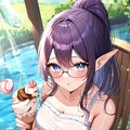水辺でアイスクリームを食べる Eating ice cream by the water 2枚目