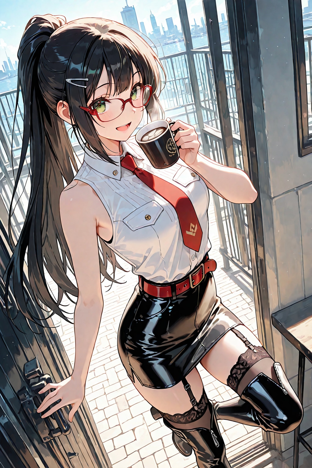 夏服の案を試す後輩