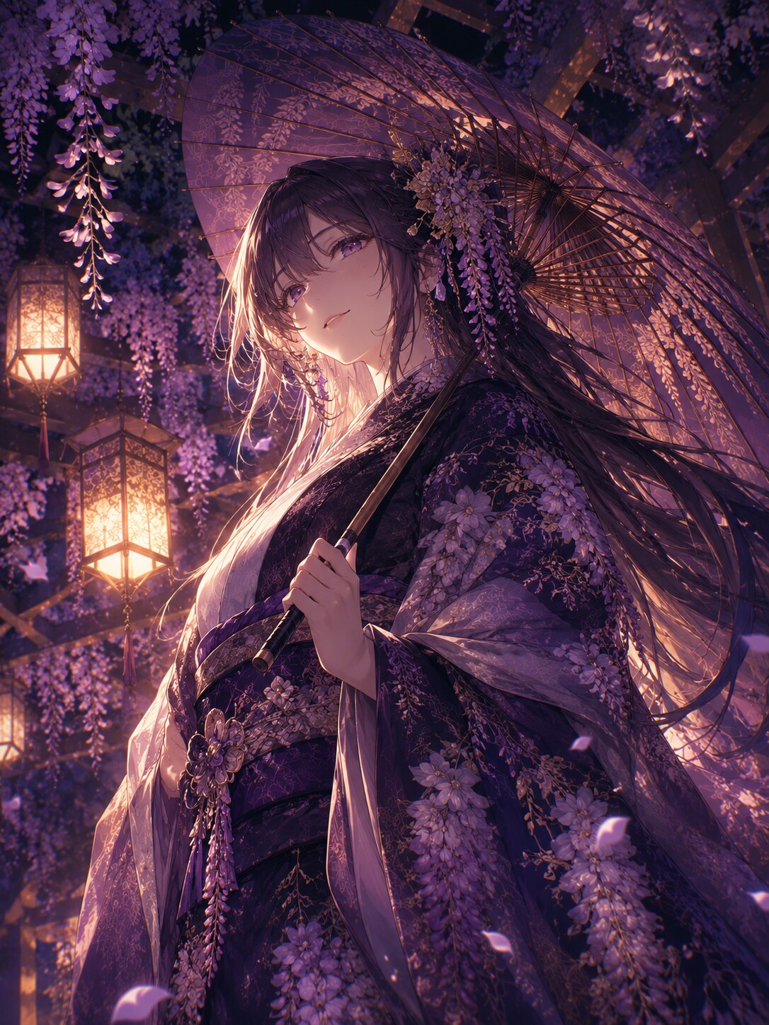 夜の藤棚