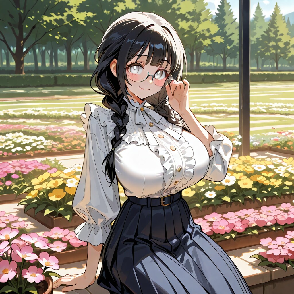 おさげちゃんとお花