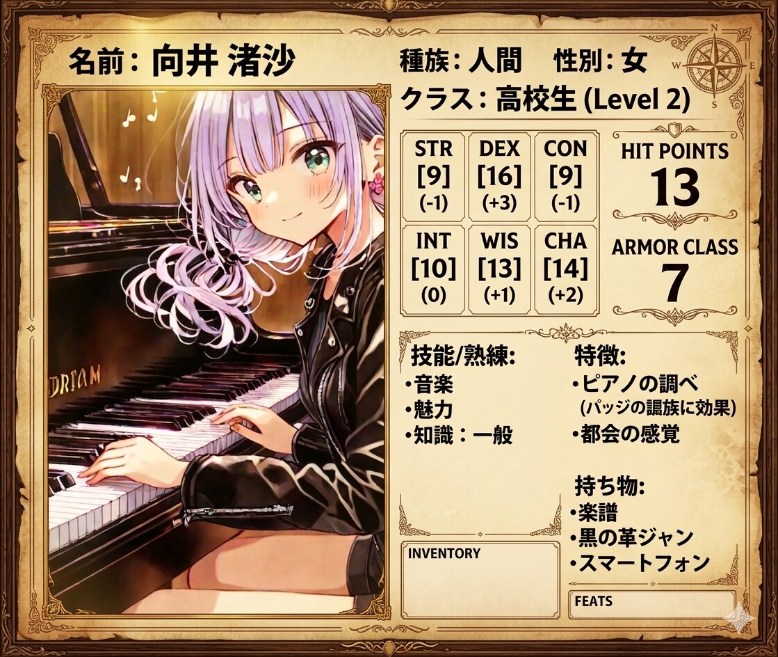 渚沙ちゃんのキャラクターシート