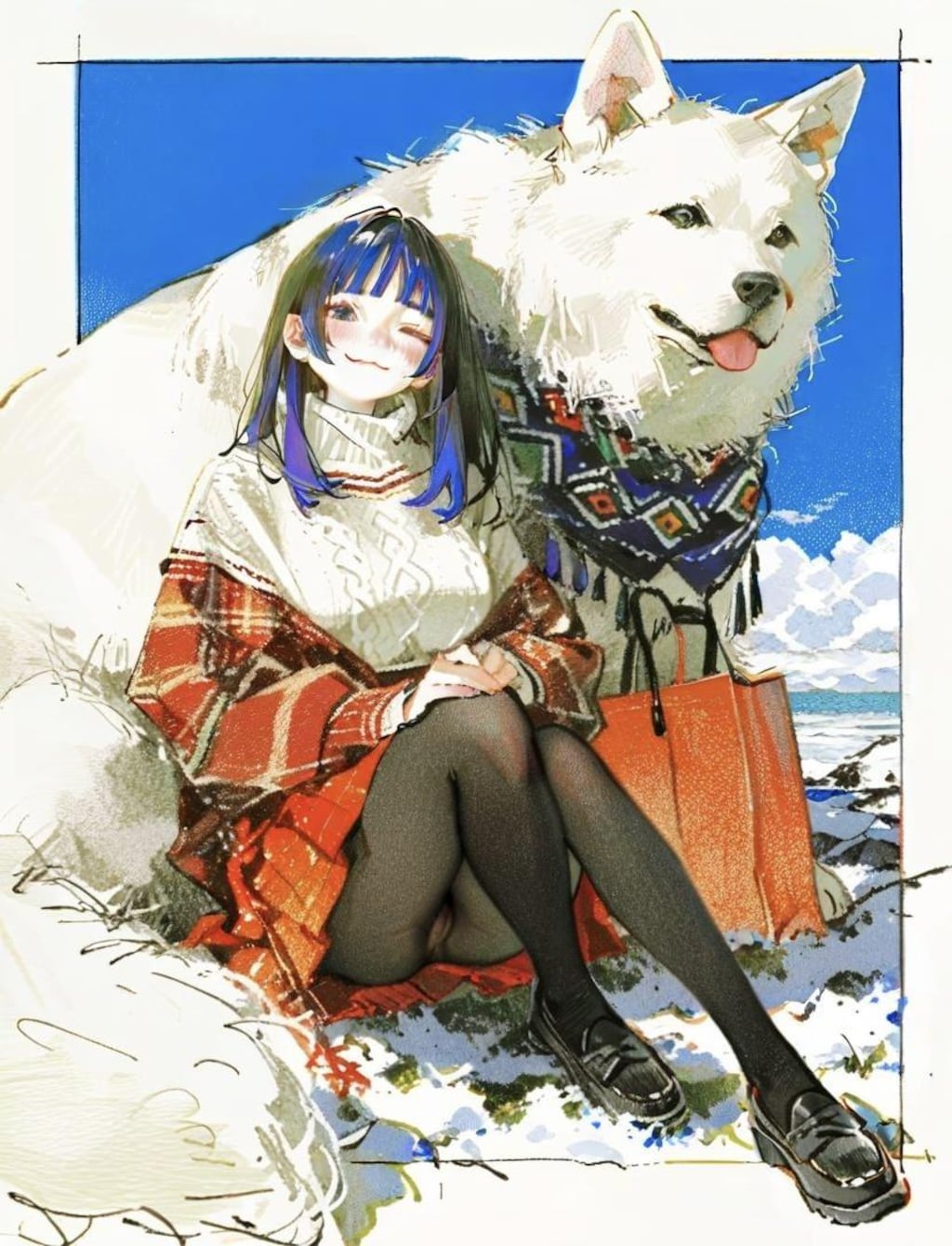 Spellai Sketch of DOG & GIRL