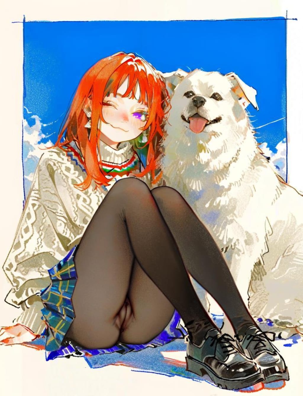 Spellai Sketch of DOG & GIRL