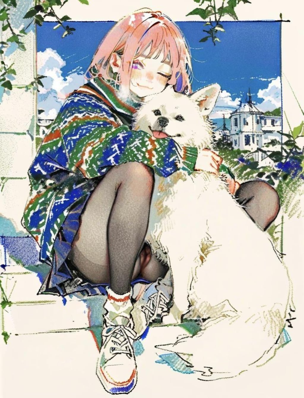 Spellai Sketch of DOG & GIRL