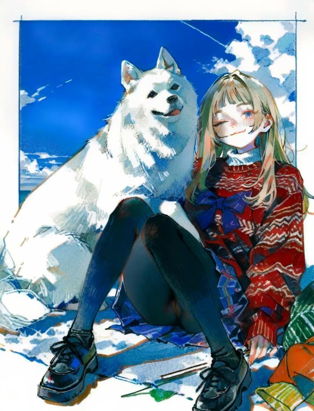 Spellai Sketch of DOG & GIRL