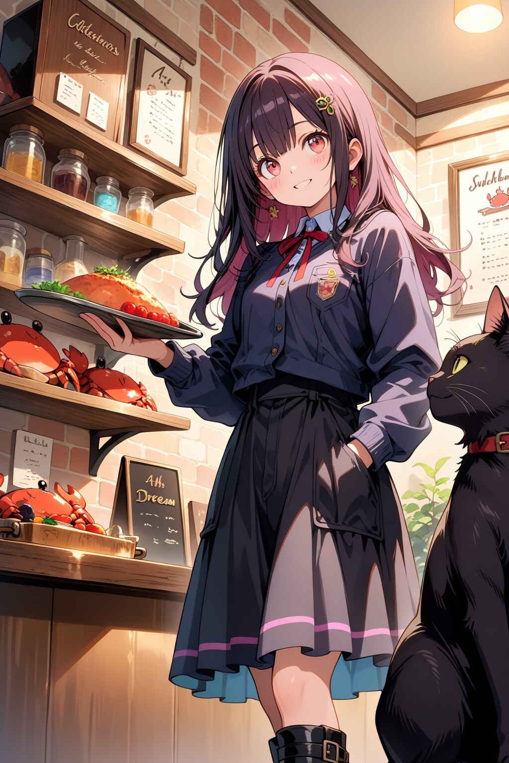 蟹と魔女と黒猫 | の人気AIイラスト・グラビア