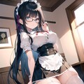 女の娘♪　黒髪ロングメガネっ娘メイドさん♡（10枚） 9枚目