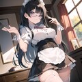 女の娘♪　黒髪ロングメガネっ娘メイドさん♡（10枚） 3枚目