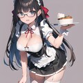 女の娘♪　黒髪ロングメガネっ娘メイドさん♡（10枚） 4枚目