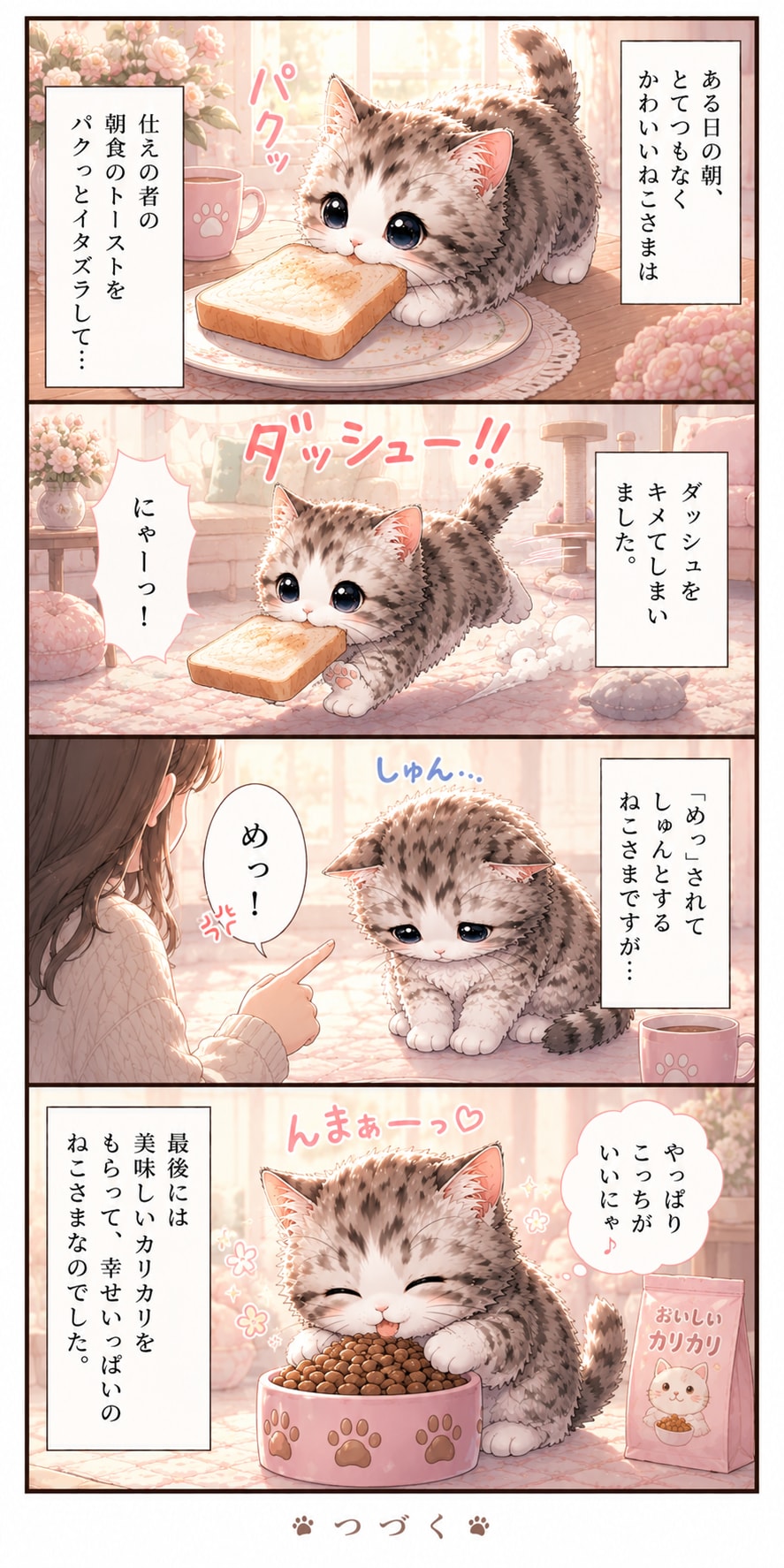 トーストランニングのねこさま4コマ