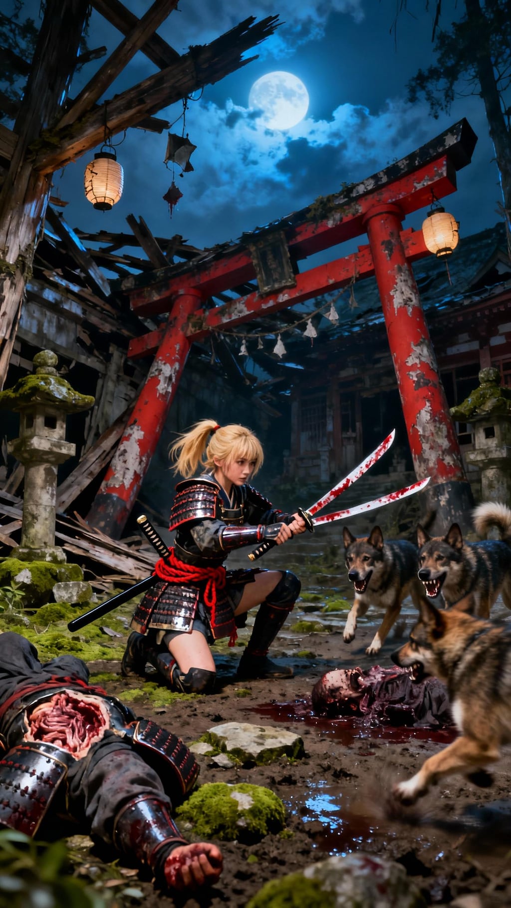 廃墟を探索する女冒険者