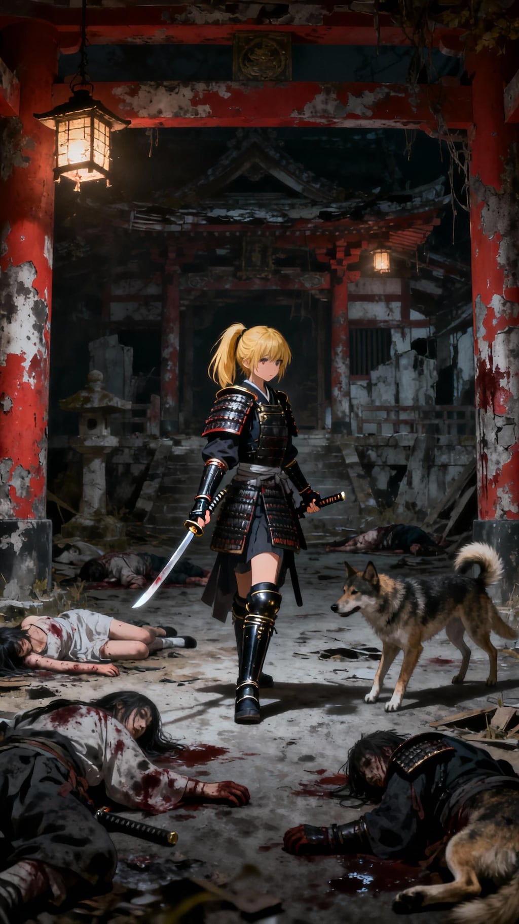 廃墟を探索する女冒険者