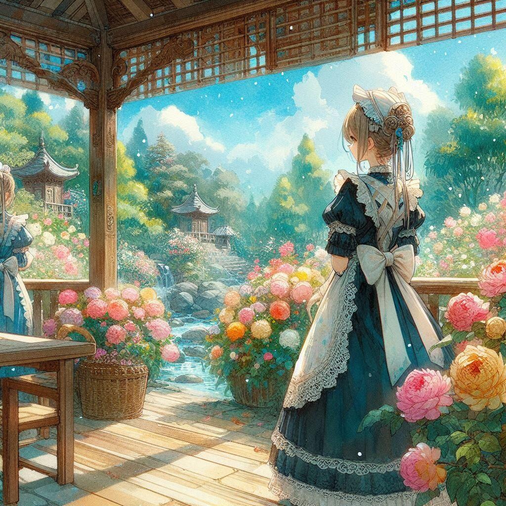 屋外メイドさん