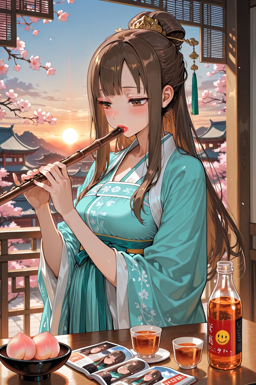 漢服でフルートを吹くゆかり(ちちぷい版)