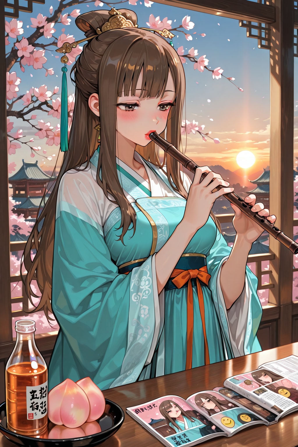 漢服でフルートを吹くゆかり(ちちぷい版)