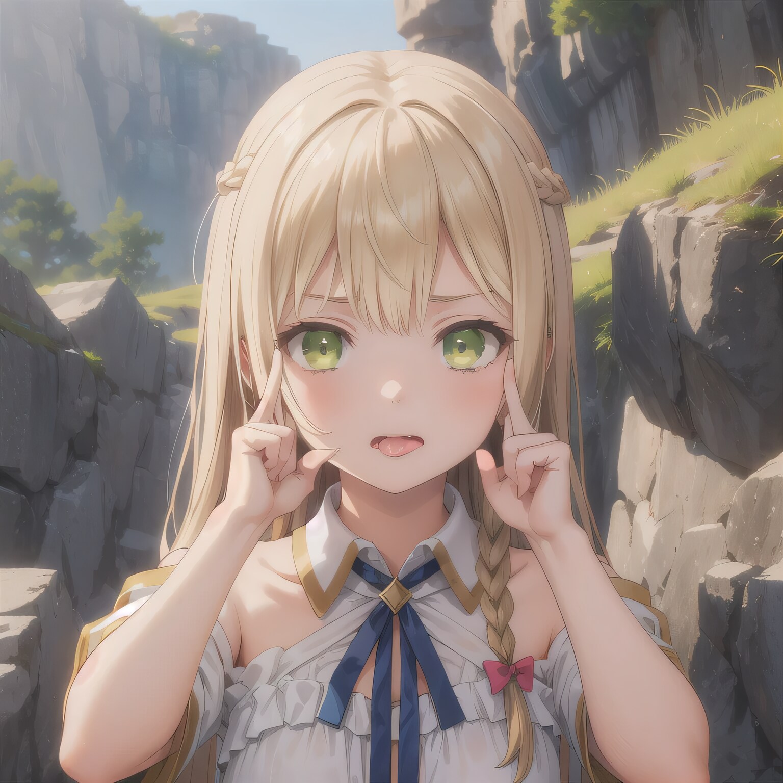 金髪ロングの舌出し少女１５ | の人気AIイラスト・グラビア