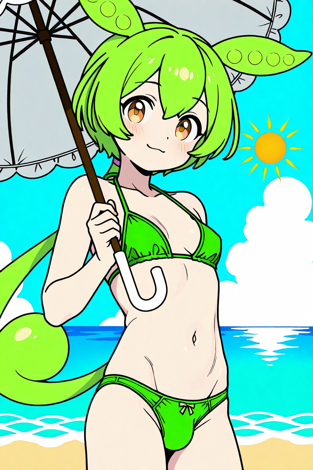 ずんだもんと海