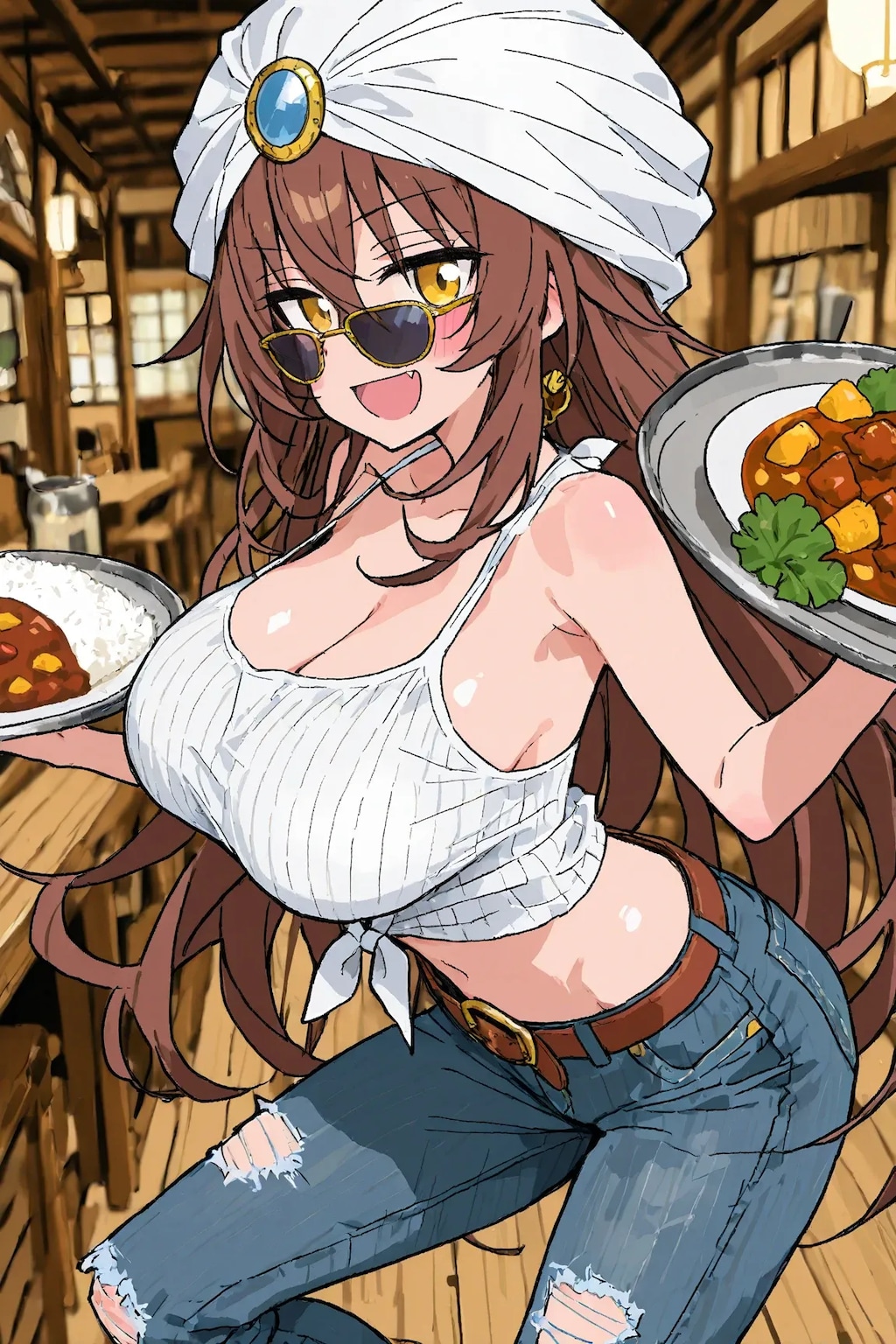 タンクトップ姿のカレー屋の店員さん☆