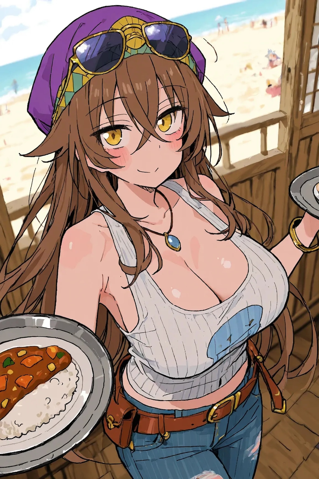 タンクトップ姿のカレー屋の店員さん☆