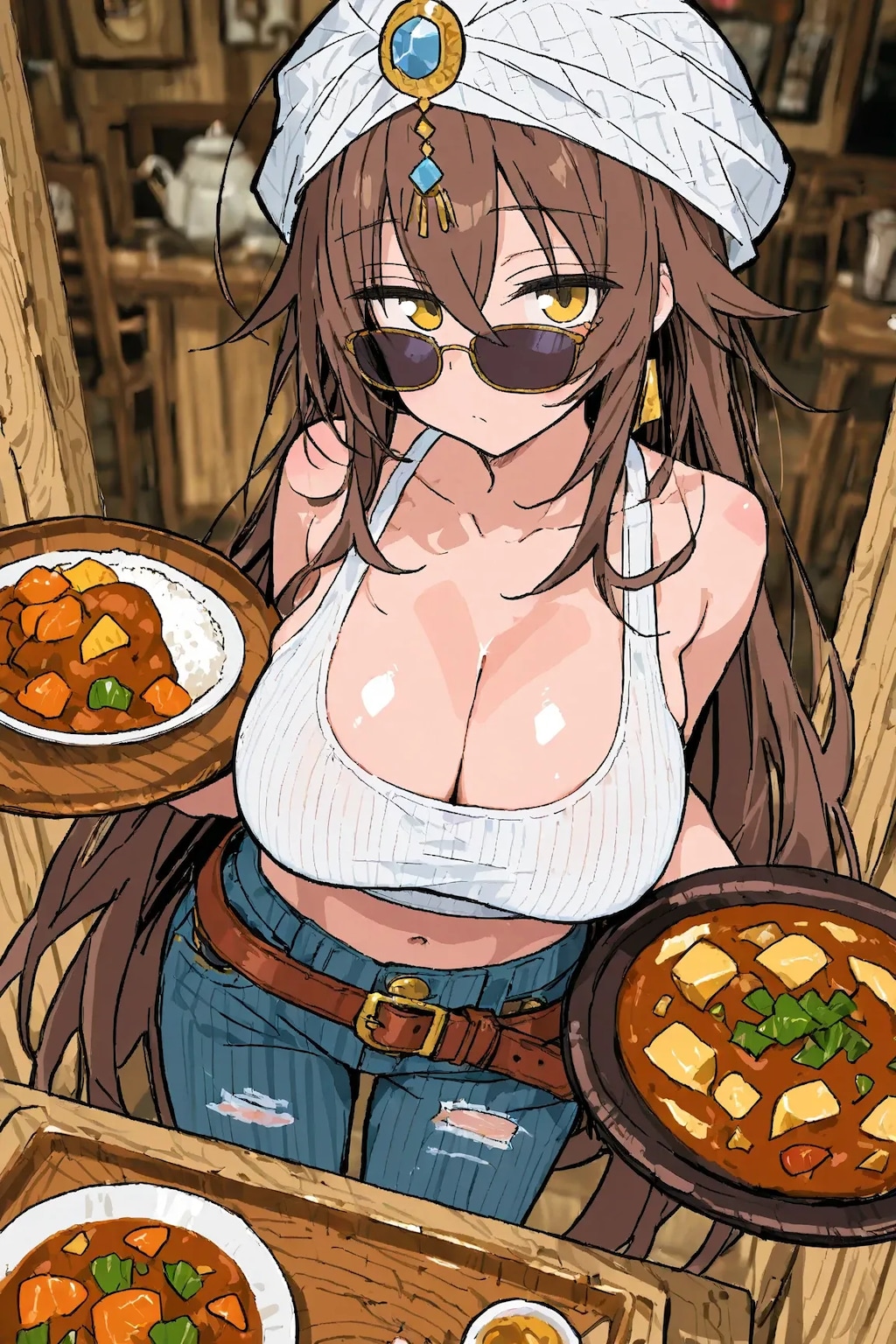 タンクトップ姿のカレー屋の店員さん☆