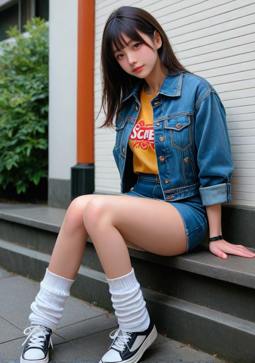 ジィージャンとデニムミニの女子