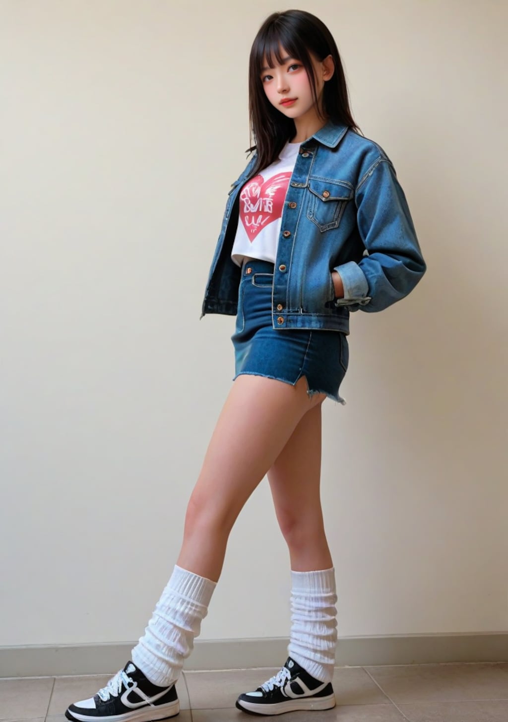ジィージャンとデニムミニの女子
