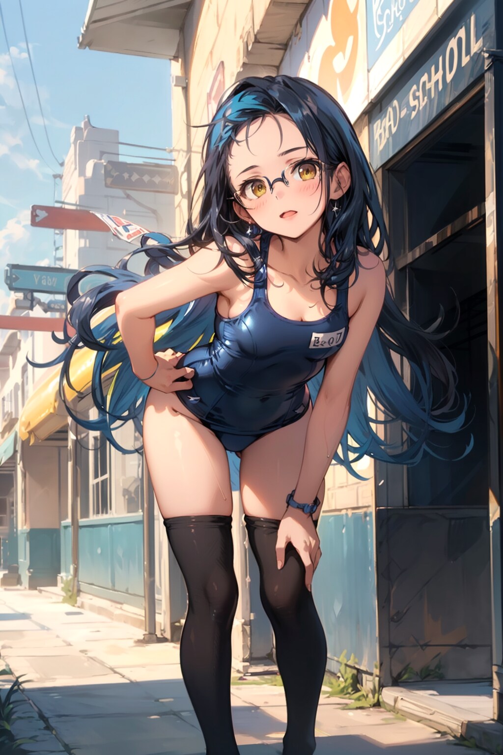 スク水の眼鏡っ娘