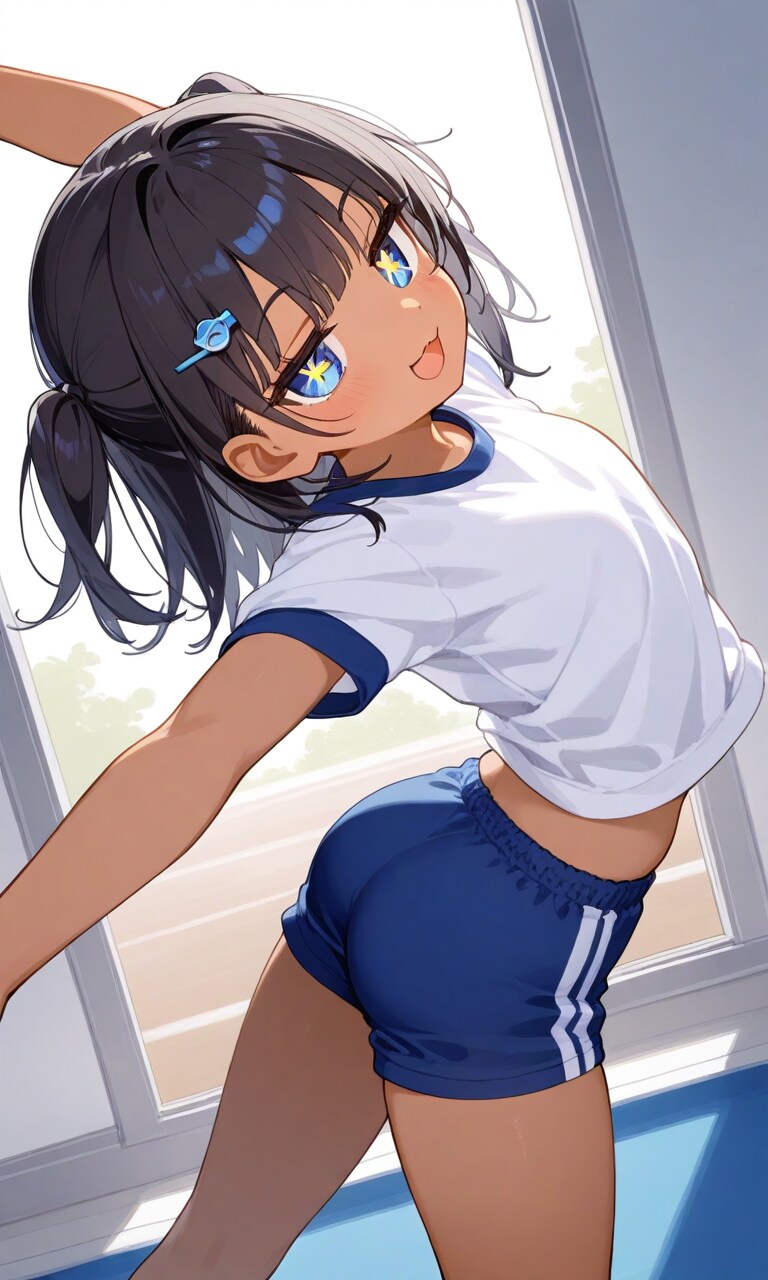 体操服でストレッチ