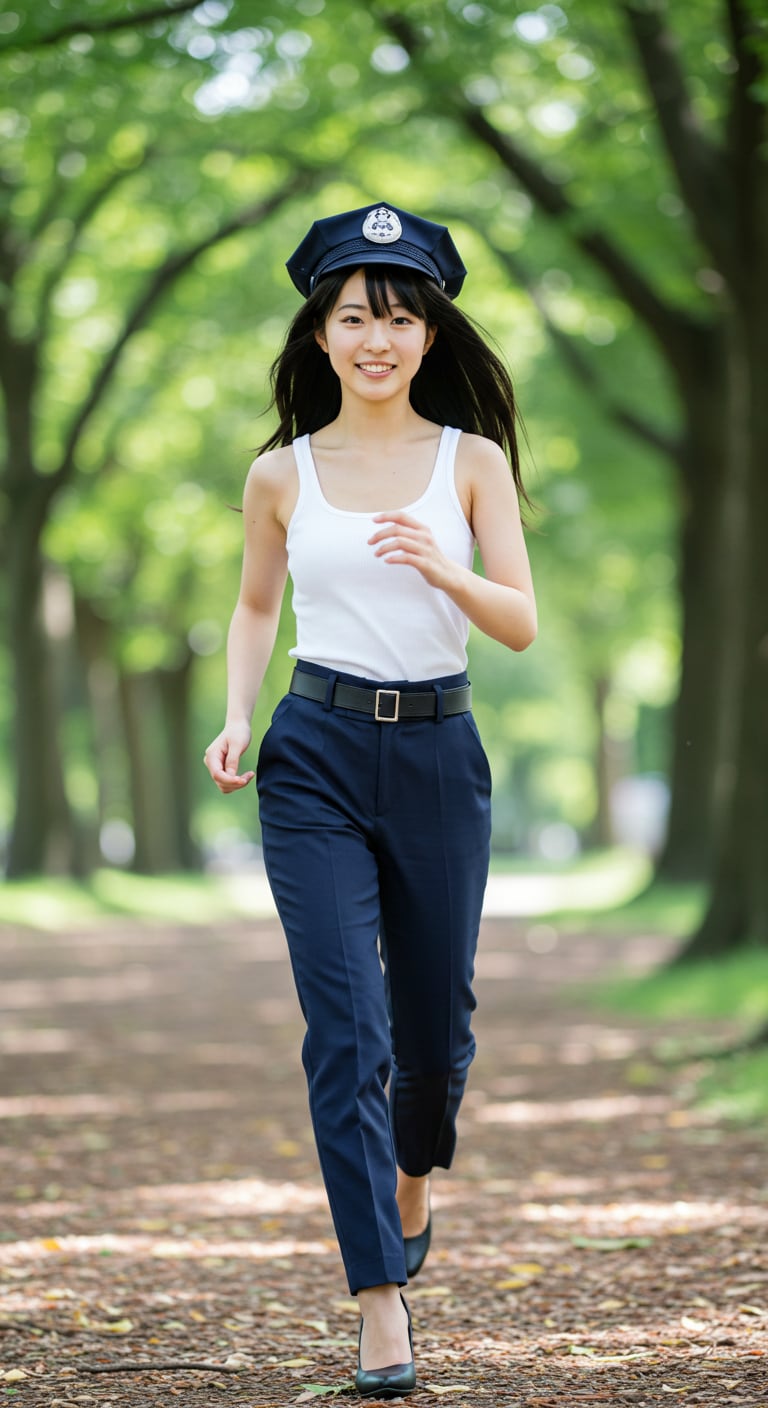 リアルかっこかわいい婦警の公園ランニング